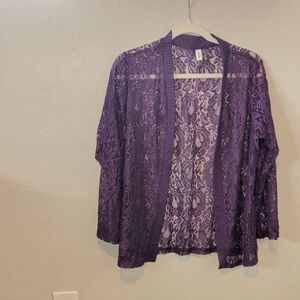 Purple Lace Cardigan Top Size Large _Grandmacore fairycore